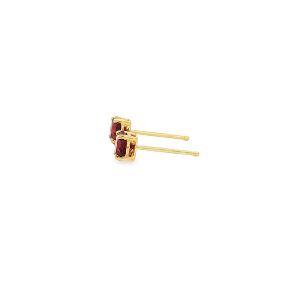 14K Yellow Gold 5mm Round Garnet Stud Earrings Image 4 Jo & Co. Jewelers Hardy, VA