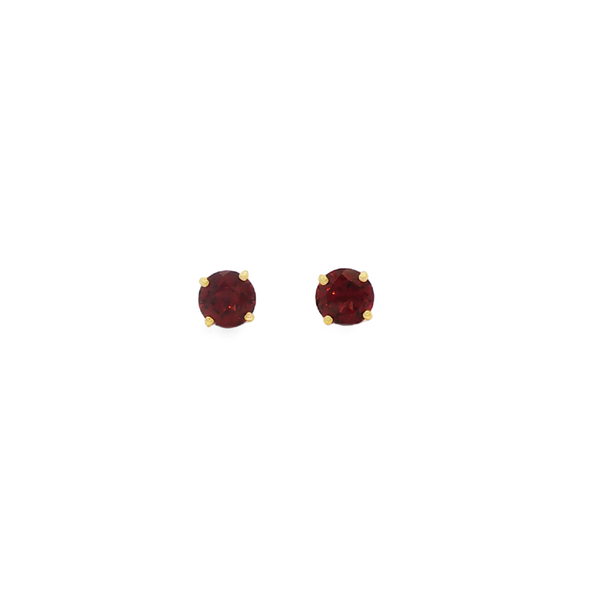 14K Yellow Gold 5mm Round Garnet Stud Earrings Jo & Co. Jewelers Hardy, VA