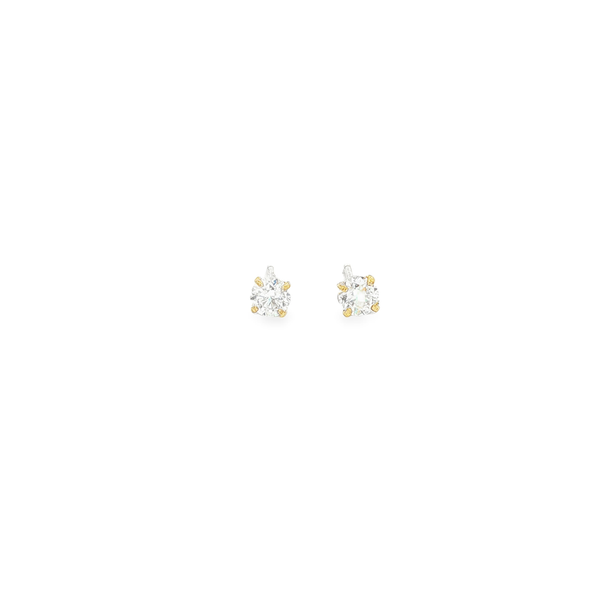 14K Yellow Gold 3mm Round Clear CZ Stud Earrings Jo & Co. Jewelers Hardy, VA