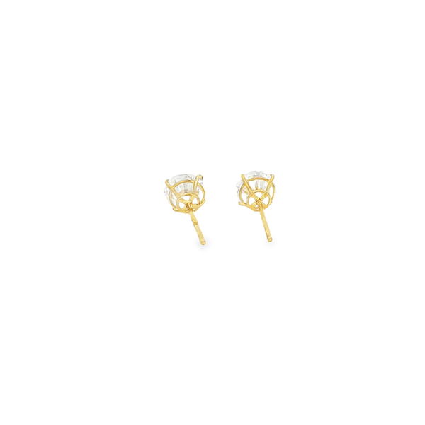 14K Yellow Gold 5mm Round Clear CZ Stud Earrings Image 3 Jo & Co. Jewelers Hardy, VA