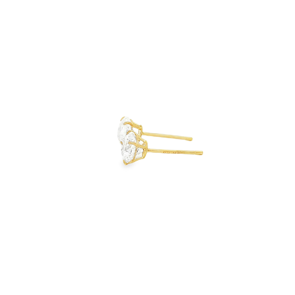 14K Yellow Gold 5mm Round Clear CZ Stud Earrings Image 4 Jo & Co. Jewelers Hardy, VA