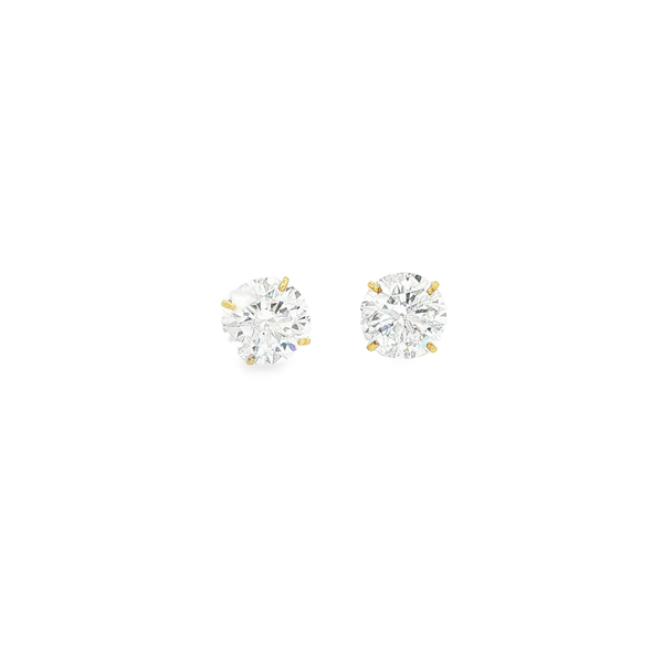 14K Yellow Gold 6mm Round Clear CZ Stud Earrings Jo & Co. Jewelers Hardy, VA