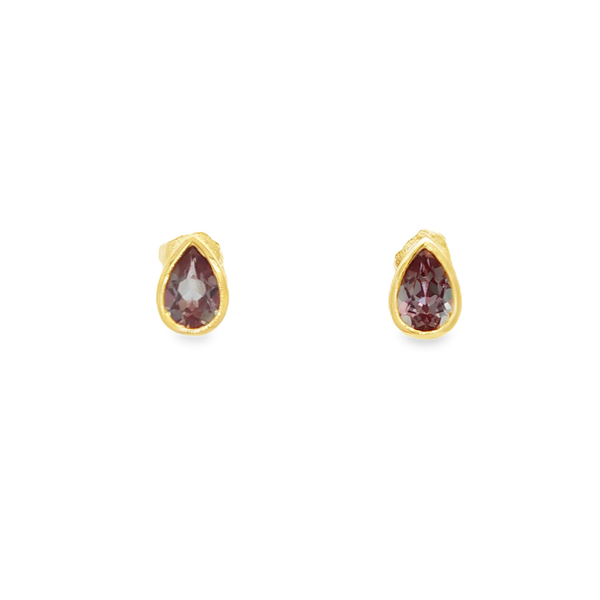 14K Yellow Gold Created Alexandrite Pear-Shaped Stud Earrings Jo & Co. Jewelers Hardy, VA