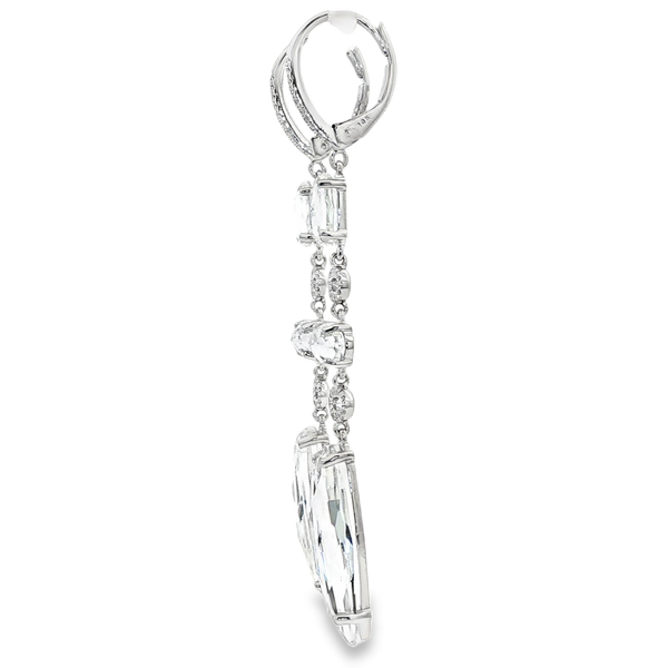 14K White Gold White Topaz Diamond Multi-Stone Drop Earrings .16Tw Image 4 Jo & Co. Jewelers Hardy, VA
