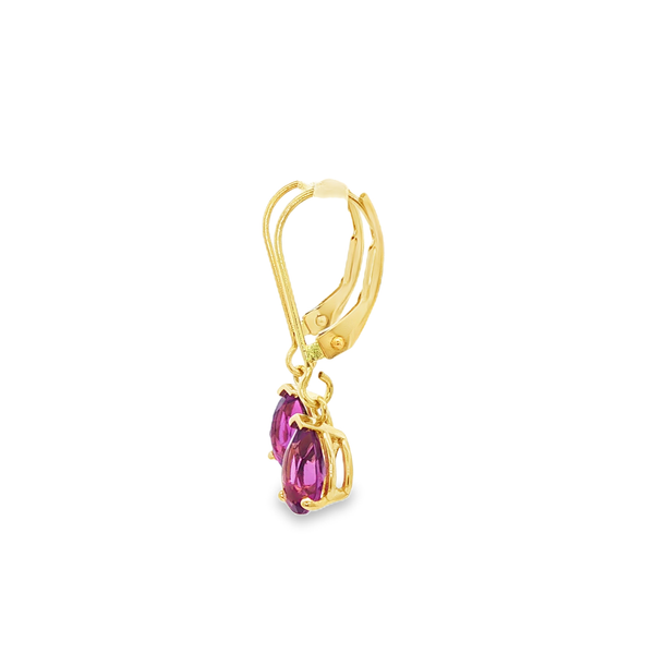 14K Yellow Gold Pear-Shaped Amethyst Leverback Drop Earrings Image 4 Jo & Co. Jewelers Hardy, VA