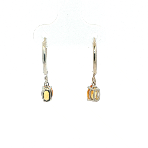 14K White Gold Oval Citrine Leverback Drop Earrings Image 3 Jo & Co. Jewelers Hardy, VA