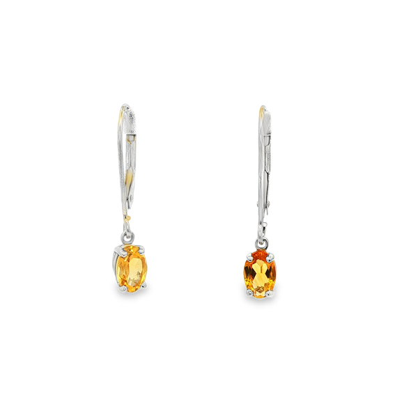 14K White Gold Oval Citrine Leverback Drop Earrings Jo & Co. Jewelers Hardy, VA