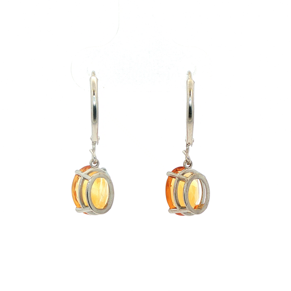 14K White Gold 9x7mm Oval Citrine Leverback Drop Earrings Image 3 Jo & Co. Jewelers Hardy, VA