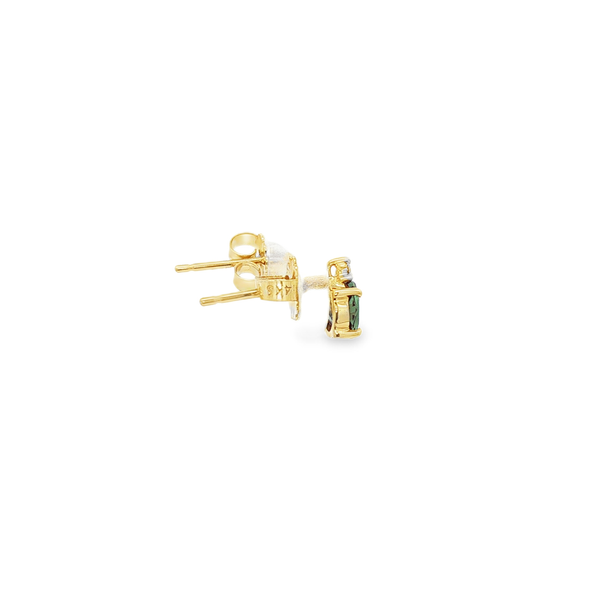 14K Yellow Gold Created Alexandrite & Diamond Stud Earrings Image 2 Jo & Co. Jewelers Hardy, VA