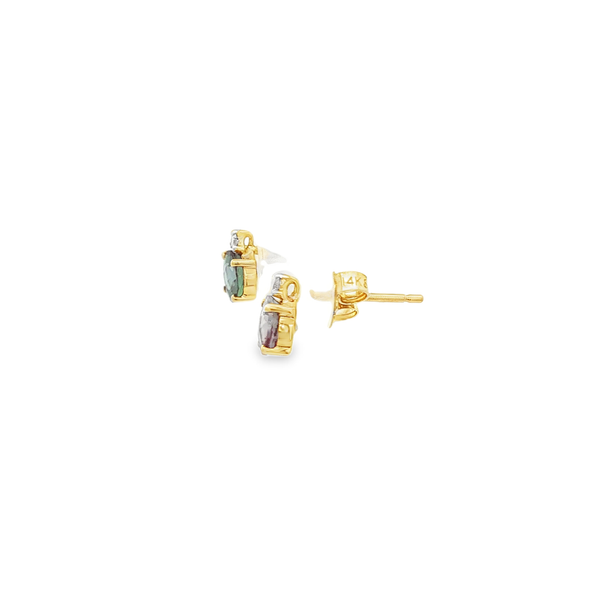 14K Yellow Gold Created Alexandrite & Diamond Stud Earrings Image 4 Jo & Co. Jewelers Hardy, VA