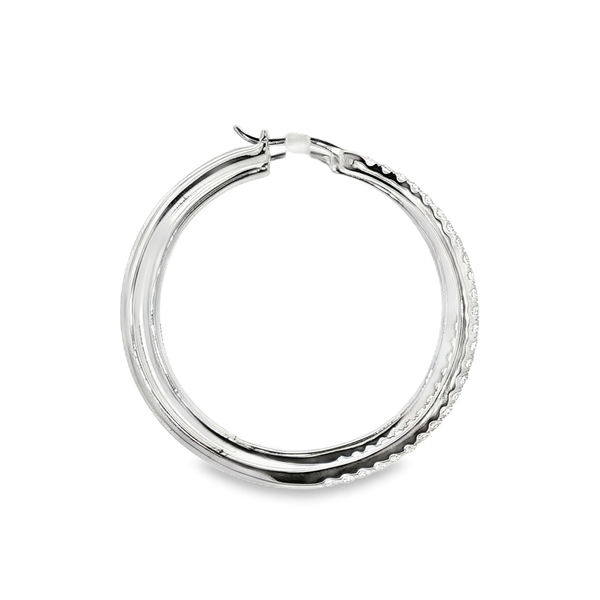Ania Haie Sterling Silver Clear CZ Pavé Hoop Earrings Image 2 Jo & Co. Jewelers Hardy, VA