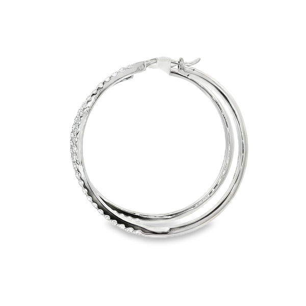 Ania Haie Sterling Silver Clear CZ Pavé Hoop Earrings Image 4 Jo & Co. Jewelers Hardy, VA
