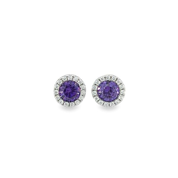 Sterling Silver Birthstone Studs With Cubic Zirconium Halo Jo & Co. Jewelers Hardy, VA