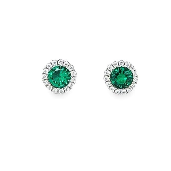 Sterling Silver Birthstone Studs With Cubic Zirconium Halo Jo & Co. Jewelers Hardy, VA