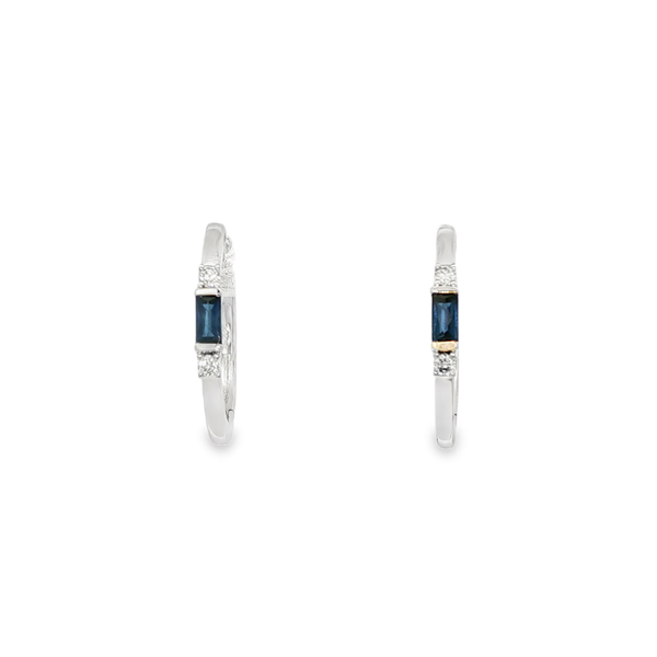 14K White Gold Sapphire & Diamond Hinged Hoop Earrings Jo & Co. Jewelers Hardy, VA