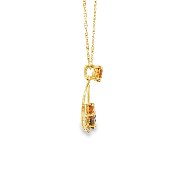 14K Yellow Gold Multi-Gemstone Circle Pendant with Citrine, Smoky Quartz & Diamond Accents Image 2 Jo & Co. Jewelers Hardy, VA