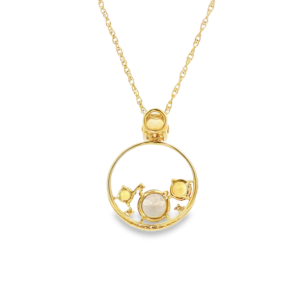 14K Yellow Gold Multi-Gemstone Circle Pendant with Citrine, Smoky Quartz & Diamond Accents Image 3 Jo & Co. Jewelers Hardy, VA
