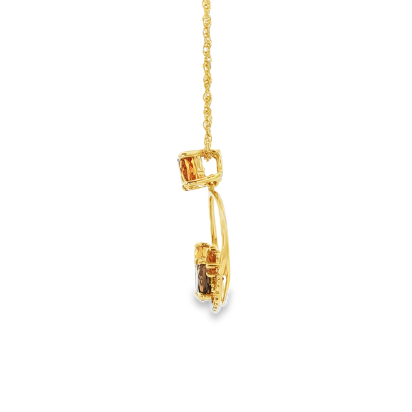 14K Yellow Gold Multi-Gemstone Circle Pendant with Citrine, Smoky Quartz & Diamond Accents Image 4 Jo & Co. Jewelers Hardy, VA