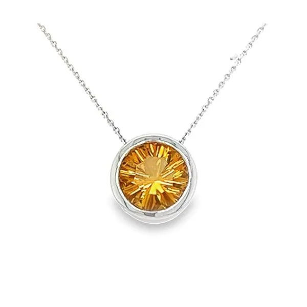 14K White Gold Bezel Pendant with Round Citrine Jo & Co. Jewelers Hardy, VA
