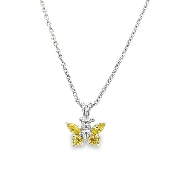 Childrens Sterling Silver Imitation Marquise and Round Yellow November Butterfly Pendant Jo & Co. Jewelers Hardy, VA