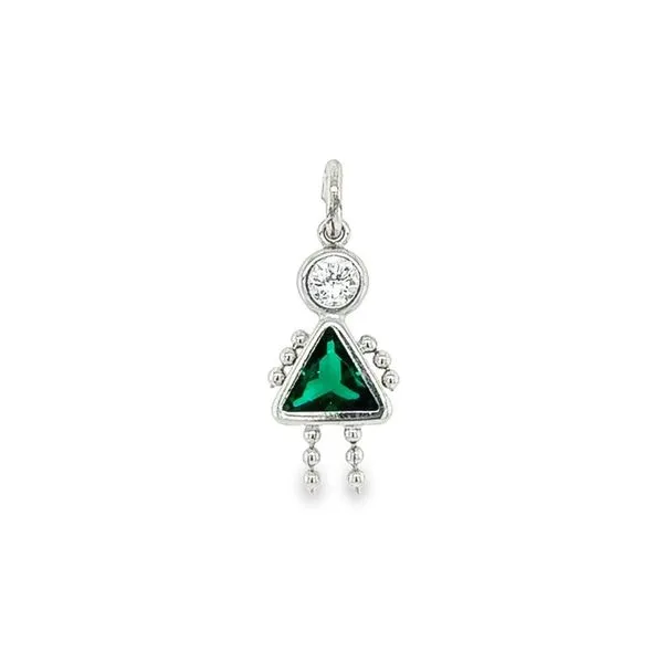 Sterling Silver May Trillion Cut Green Imitation Girl Charm Jo & Co. Jewelers Hardy, VA