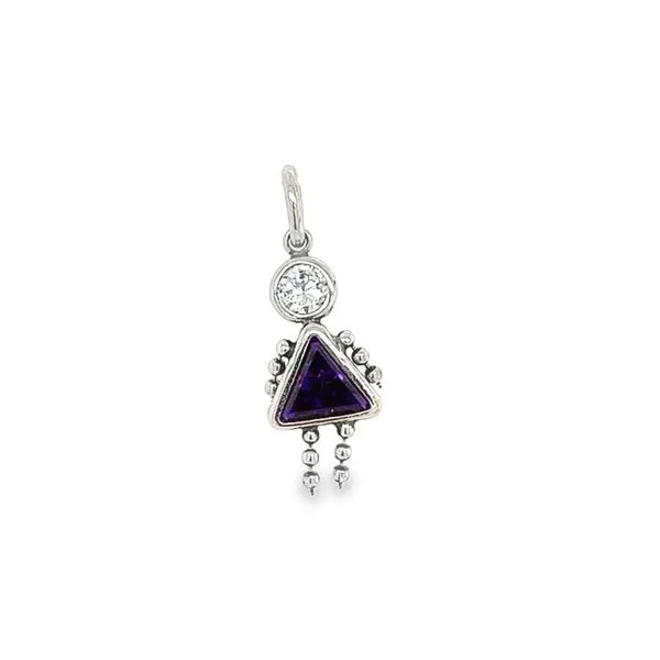 Sterling Silver February Trillion Cut Purple Imitation Girl Charm Jo & Co. Jewelers Hardy, VA