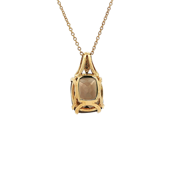 10K Yellow Gold Smoky Quartz & Diamond Pendant Necklace Image 3 Jo & Co. Jewelers Hardy, VA