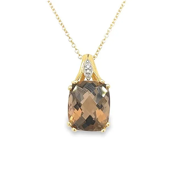 10K Yellow Gold Pendant with one Smokey Quartz and Round Diamond Jo & Co. Jewelers Hardy, VA