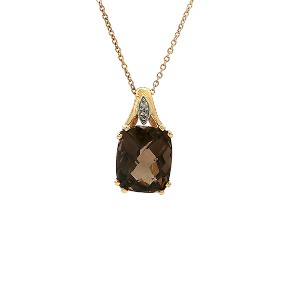 10K Yellow Gold Smoky Quartz & Diamond Pendant Necklace Jo & Co. Jewelers Hardy, VA