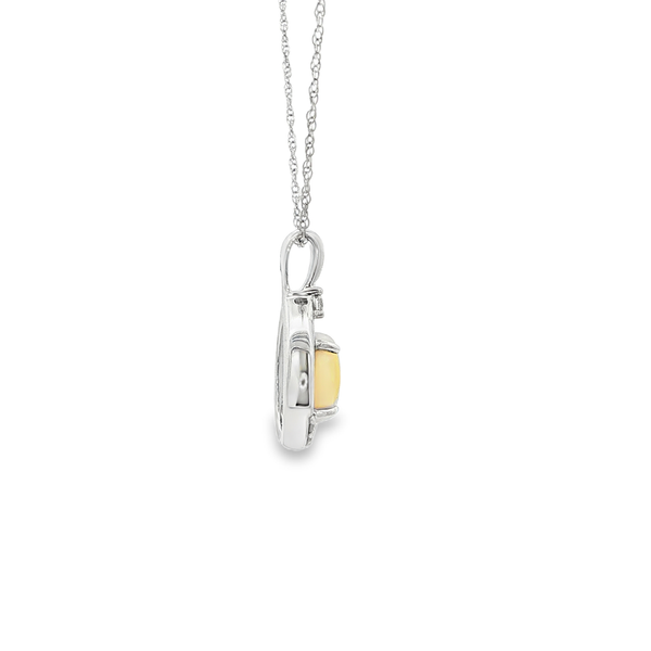 14K White Gold Oval Opal Pendant with .09ctw Diamonds Image 2 Jo & Co. Jewelers Hardy, VA