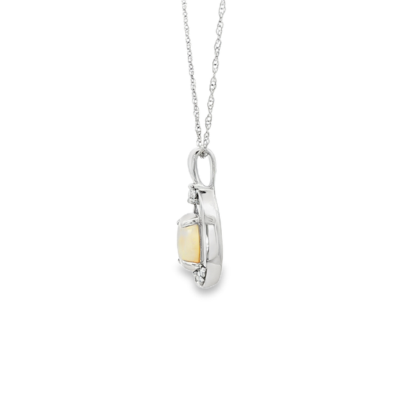 14K White Gold Oval Opal Pendant with .09ctw Diamonds Image 4 Jo & Co. Jewelers Hardy, VA