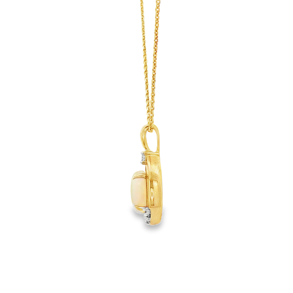 14K Yellow Gold Oval Opal Pendant with .08ctw Diamonds Image 4 Jo & Co. Jewelers Hardy, VA