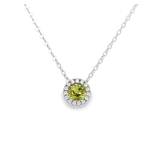 Sterling Silver Round August Birthstone Pendant with Cubic Zirconium Halo Jo & Co. Jewelers Hardy, VA