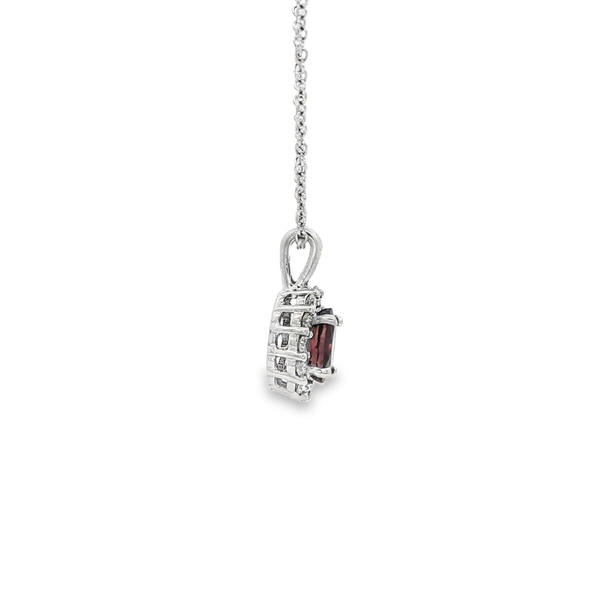 14K White Gold Oval Ruby & Diamond 1/5 CTW Halo Pendant Necklace Image 2 Jo & Co. Jewelers Hardy, VA