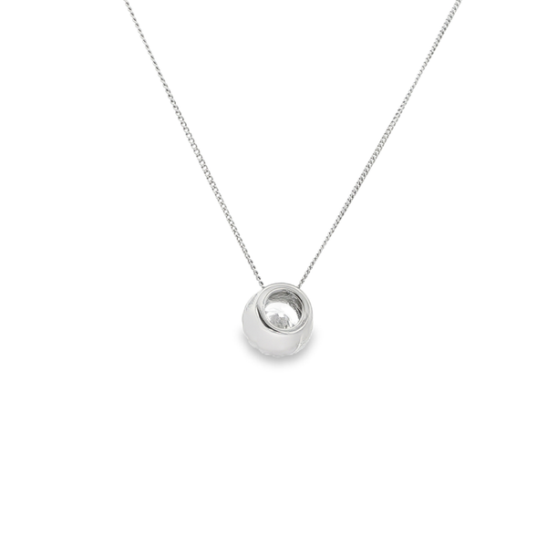 Sterling Silver April Birthstone CZ Halo Pendant Necklace Image 3 Jo & Co. Jewelers Hardy, VA