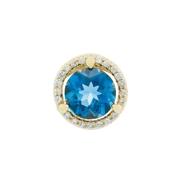 14K Yellow Gold Round London Blue Topaz Pendant with Round Diamond Halo Jo & Co. Jewelers Hardy, VA