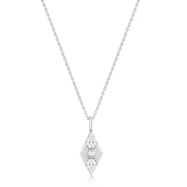 Ania Haie Sterling Silver Cubic Zirconium and Shell Pearl Diamond Shaped Pendant Jo & Co. Jewelers Hardy, VA