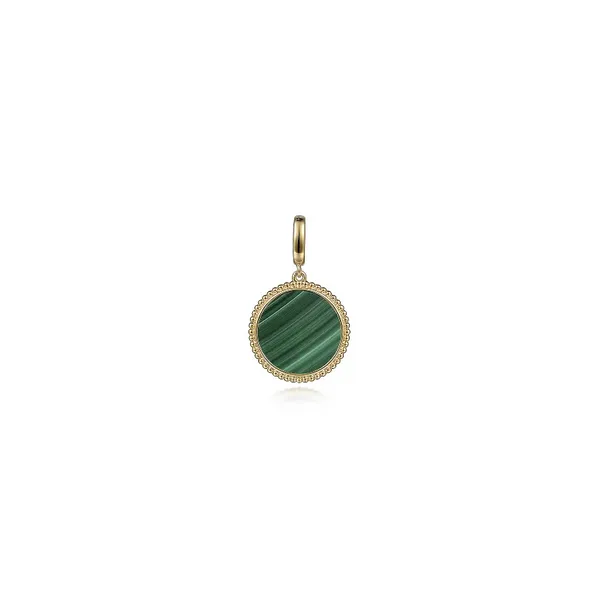 Gabriel 14K Yellow Gold Malachite Inlay Beaded Bujukan Round Pendant Jo & Co. Jewelers Hardy, VA