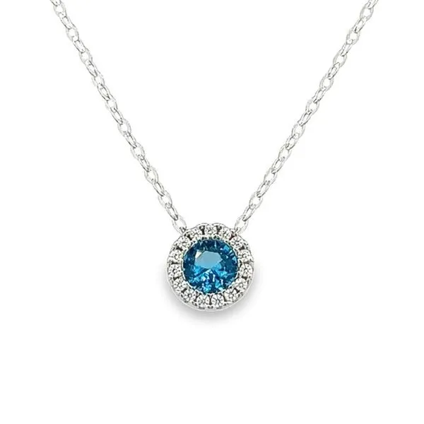 Sterling Silver Round Decenber Birthstone Pendant with Cubic Zirconium Halo Jo & Co. Jewelers Hardy, VA