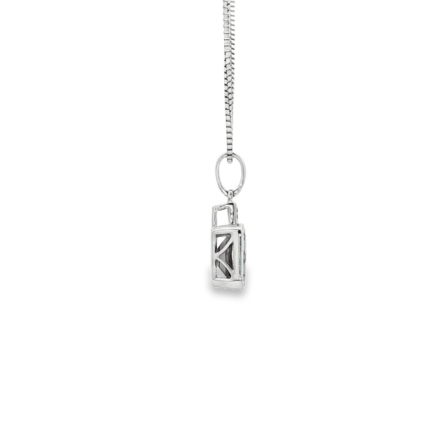 14K White Gold Bezel-Set Emerald-Cut Created Alexandrite & Diamond Pendant Necklace Image 2 Jo & Co. Jewelers Hardy, VA