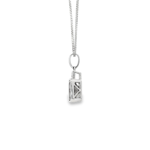 14K White Gold Bezel-Set Emerald-Cut Created Alexandrite & Diamond Pendant Necklace Image 4 Jo & Co. Jewelers Hardy, VA