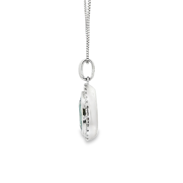 14K White Gold Pear-Shaped Aquamarine & Diamond Halo Pendant Necklace Image 4 Jo & Co. Jewelers Hardy, VA