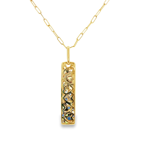 14K Yellow Gold Sapphire & Tsavorite Garnet Satin Tag Pendant Necklace Image 3 Jo & Co. Jewelers Hardy, VA