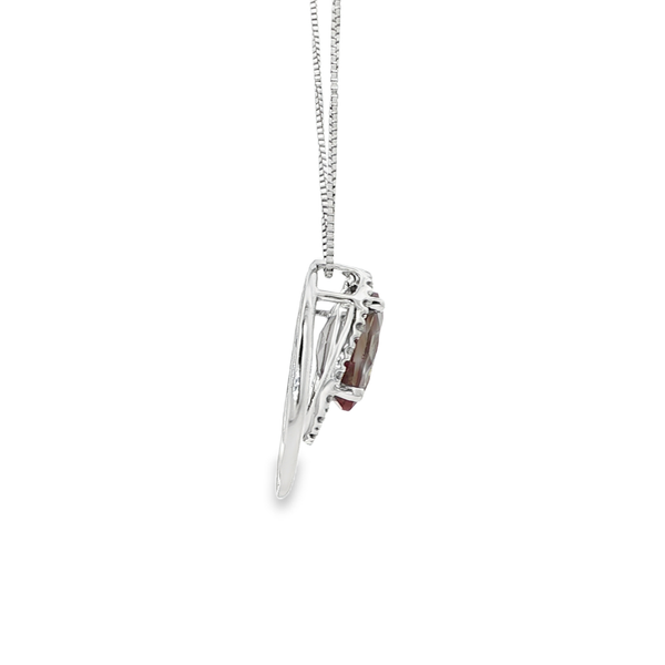 14K White Gold Created Alexandrite & Diamond Double-Oval Halo Pendant Necklace Image 2 Jo & Co. Jewelers Hardy, VA