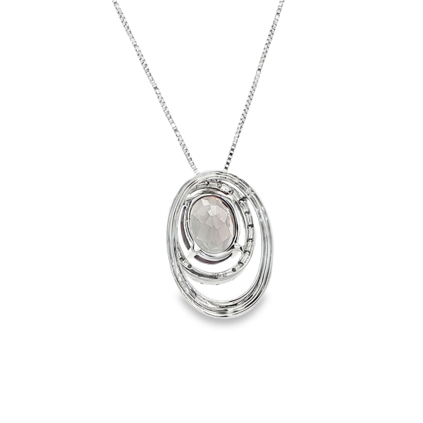 14K White Gold Created Alexandrite & Diamond Double-Oval Halo Pendant Necklace Image 3 Jo & Co. Jewelers Hardy, VA