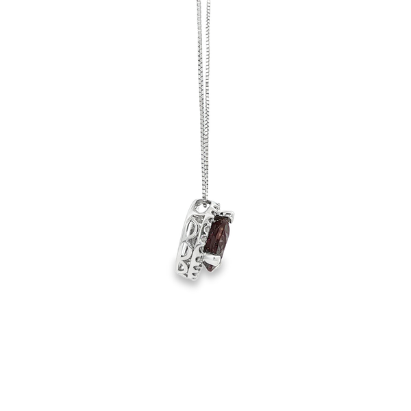 14K White Gold Round Created Alexandrite & Diamond Halo Pendant Necklace Image 2 Jo & Co. Jewelers Hardy, VA