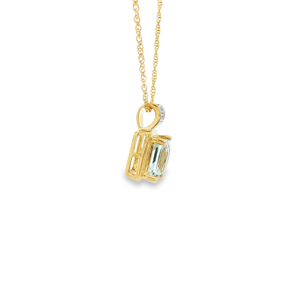 14K Yellow & White Gold Aquamarine and Diamond Pendant Necklace Image 2 Jo & Co. Jewelers Hardy, VA