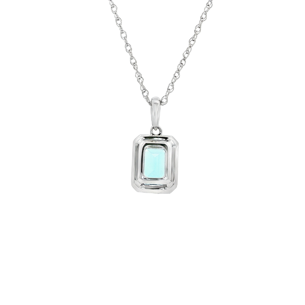 14K White Gold Emerald-Cut Blue Topaz Diamond Pendant Necklace Image 3 Jo & Co. Jewelers Hardy, VA