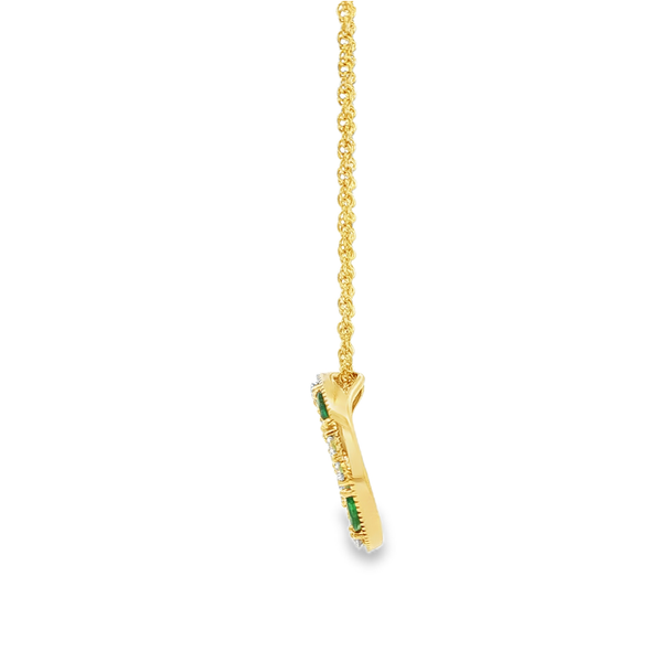 14K Yellow Gold Marquise Emerald & Diamond Clover Cluster Circle Pendant Necklace Image 4 Jo & Co. Jewelers Hardy, VA