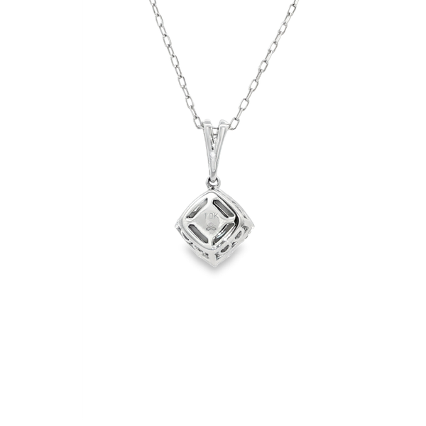 10K White Gold Blue Topaz & Diamond Drop Pendant Necklace Image 3 Jo & Co. Jewelers Hardy, VA